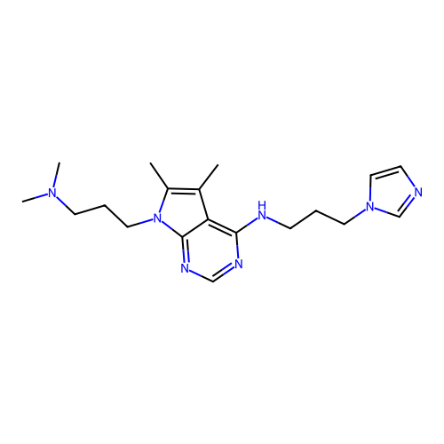 7-[3-(dimethylamino)propyl]-N-(3-imidazol-1-ylpropyl)-5,6-dimethylpyrrolo[2,3-d]pyrimidin-4-amine structure