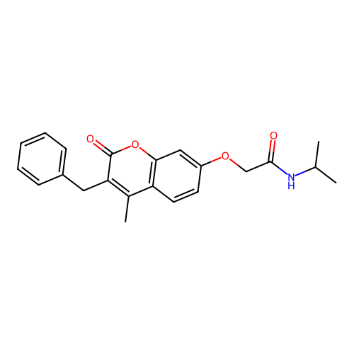 2-[(3-benzyl-4-methyl-2-oxo-2H-chromen-7-yl)oxy]-N-(propan-2-yl)acetamide structure