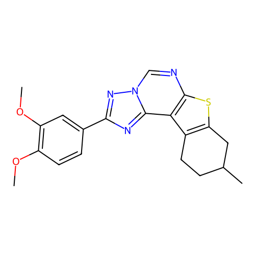 2-(3,4-dimethoxyphenyl)-9-methyl-8,9,10,11-tetrahydro[1]benzothieno[3,2-e][1,2,4]triazolo[1,5-c]pyrimidine structure