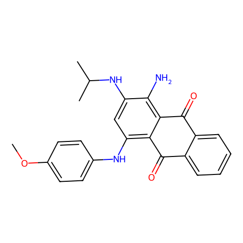 1-Amino-4-[(4-methoxyphenyl)amino]-2-(propan-2-ylamino)anthracene-9,10-dione structure