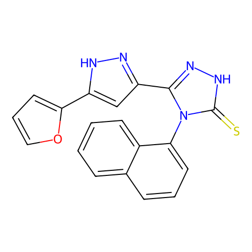 5-(5-Furan-2-yl-2H-pyrazol-3-yl)-4-naphthalen-1-yl-4H-[1,2,4]triazole-3-thiol structure