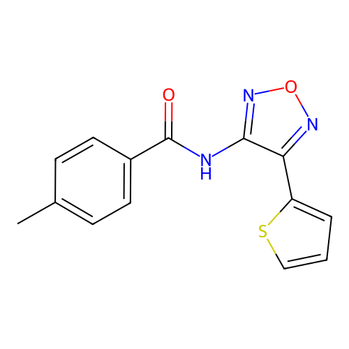 4-methyl-N-[4-(thiophen-2-yl)-1,2,5-oxadiazol-3-yl]benzamide structure