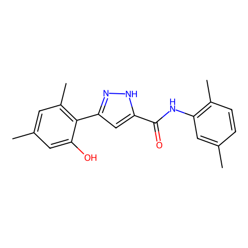 N-(2,5-dimethylphenyl)-3-(2-hydroxy-4,6-dimethylphenyl)-1H-pyrazole-5-carboxamide structure