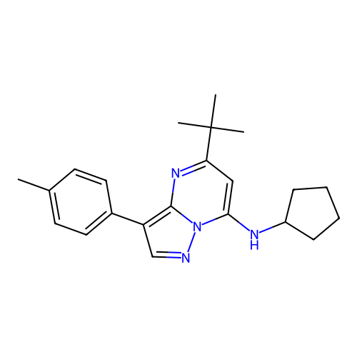 5-tert-butyl-N-cyclopentyl-3-(4-methylphenyl)pyrazolo[1,5-a]pyrimidin-7-amine structure