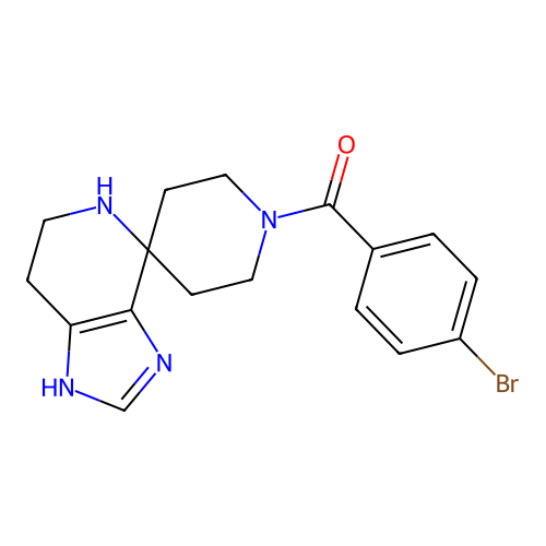 (4-bromophenyl)(1,5,6,7-tetrahydrospiro[imidazo[4,5-c]pyridine-4,4'-piperidin]-1'-yl)methanone structure