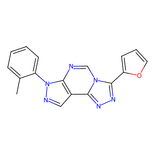 3-(furan-2-yl)-7-(o-tolyl)-7H-pyrazolo[4,3-e][1,2,4]triazolo[4,3-c]pyrimidine structure