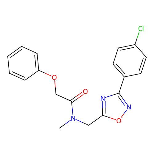 N-[[3-(4-chlorophenyl)-1,2,4-oxadiazol-5-yl]methyl]-N-methyl-2-phenoxyacetamide structure