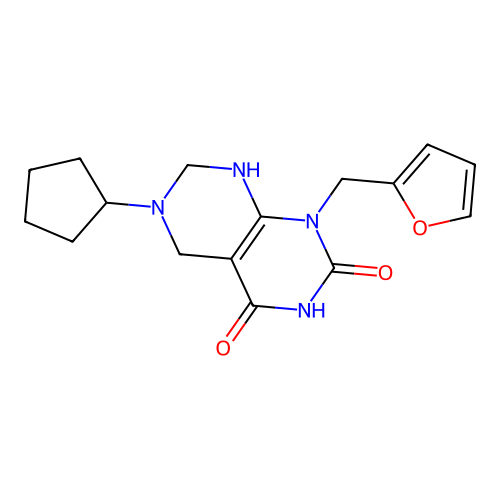6-cyclopentyl-1-(furan-2-ylmethyl)-5,6,7,8-tetrahydropyrimido[4,5-d]pyrimidine-2,4(1H,3H)-dione structure