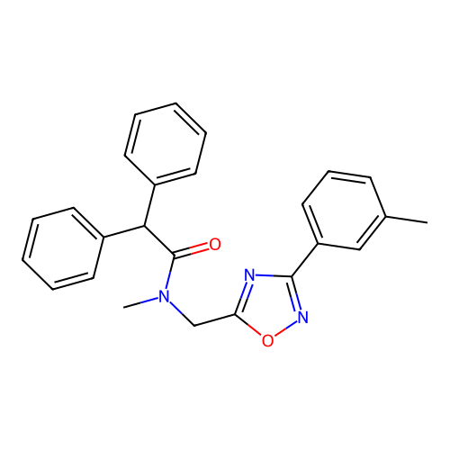 N-methyl-2,2-diphenyl-N-((3-(m-tolyl)-1,2,4-oxadiazol-5-yl)methyl)acetamide structure