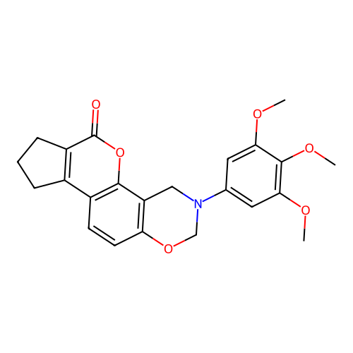 3-(3,4,5-trimethoxyphenyl)-3,4,8,9-tetrahydro-2H-cyclopenta[3,4]chromeno[8,7-e][1,3]oxazin-6(7H)-one structure