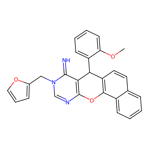 9-(2-furylmethyl)-7-(2-methoxyphenyl)-7,9-dihydro-8H-benzo[7,8]chromeno[2,3-d]pyrimidin-8-imine structure