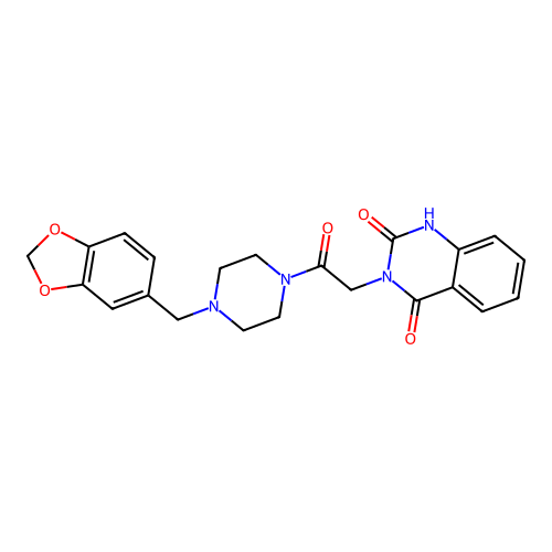 3-[2-[4-(1,3-benzodioxol-5-ylmethyl)piperazin-1-yl]-2-oxoethyl]-1H-quinazoline-2,4-dione structure