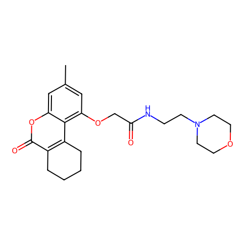 2-((3-methyl-6-oxo-7,8,9,10-tetrahydro-6H-benzo[c]chromen-1-yl)oxy)-N-(2-morpholinoethyl)acetamide structure