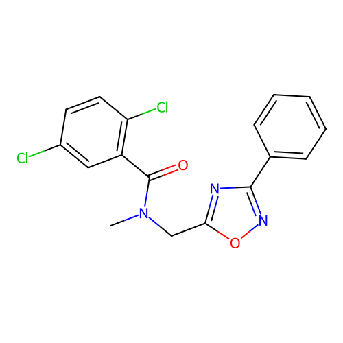 2,5-dichloro-N-methyl-N-[(3-phenyl-1,2,4-oxadiazol-5-yl)methyl]benzamide structure
