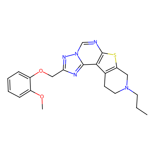 2-[(2-methoxyphenoxy)methyl]-9-propyl-8,9,10,11-tetrahydropyrido[4',3':4,5]thieno[3,2-e][1,2,4]triazolo[1,5-c]pyrimidine structure