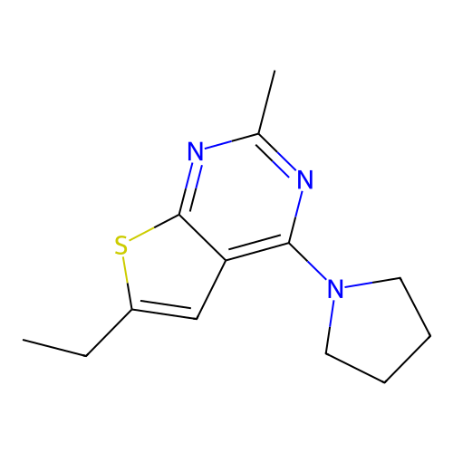 6-Ethyl-2-methyl-4-pyrrolidin-1-ylthieno[2,3-d]pyrimidine structure
