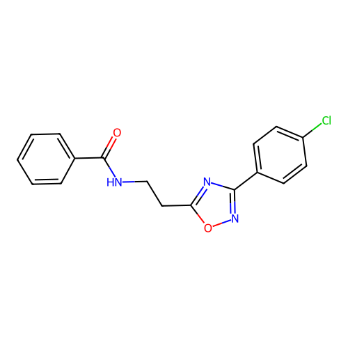 N-[2-[3-(4-chlorophenyl)-1,2,4-oxadiazol-5-yl]ethyl]benzamide structure