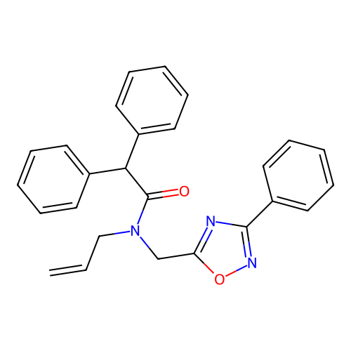 N-allyl-2,2-diphenyl-N-((3-phenyl-1,2,4-oxadiazol-5-yl)methyl)acetamide structure