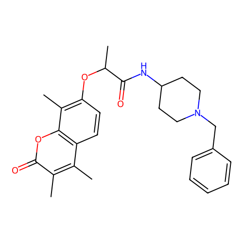N-(1-benzyl-4-piperidyl)-2-(3,4,8-trimethyl-2-oxo-chromen-7-yl)oxy-propanamide structure