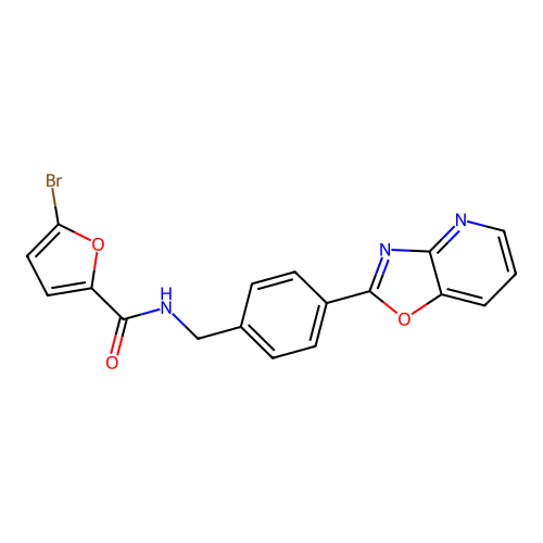 5-bromo-N-(4-[1,3]oxazolo[4,5-b]pyridin-2-ylbenzyl)-2-furamide structure
