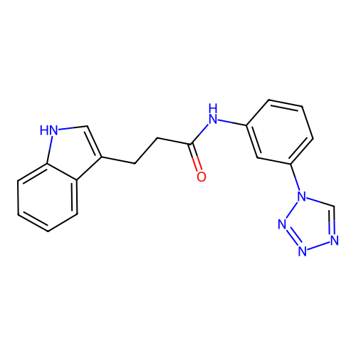 3-(1H-indol-3-yl)-N-[3-(1H-tetrazol-1-yl)phenyl]propanamide structure