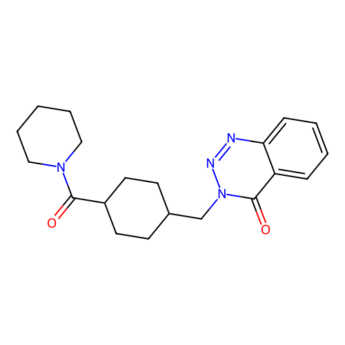 3-[[4-(Piperidine-1-carbonyl)cyclohexyl]methyl]-1,2,3-benzotriazin-4-one structure