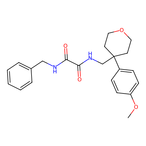 N1-benzyl-N2-((4-(4-methoxyphenyl)tetrahydro-2H-pyran-4-yl)methyl)oxalamide structure