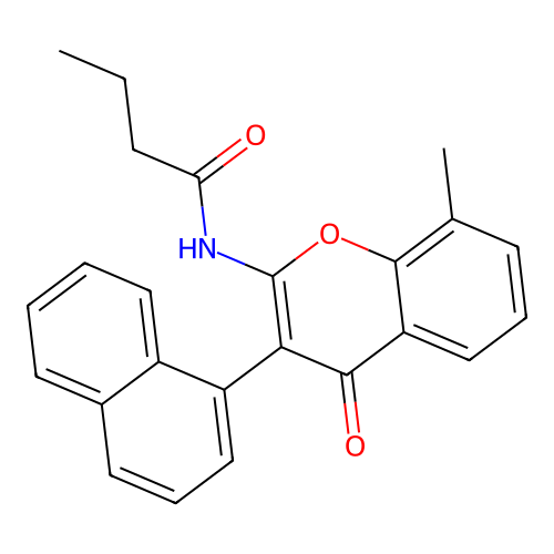 N-(8-methyl-3-(naphthalen-1-yl)-4-oxo-4H-chromen-2-yl)butyramide structure