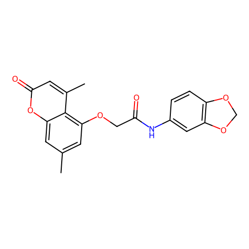 N-(1,3-benzodioxol-5-yl)-2-[(4,7-dimethyl-2-oxo-2H-chromen-5-yl)oxy]acetamide structure
