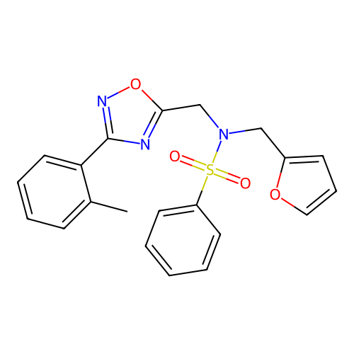 N-(furan-2-ylmethyl)-N-((3-(o-tolyl)-1,2,4-oxadiazol-5-yl)methyl)benzenesulfonamide structure