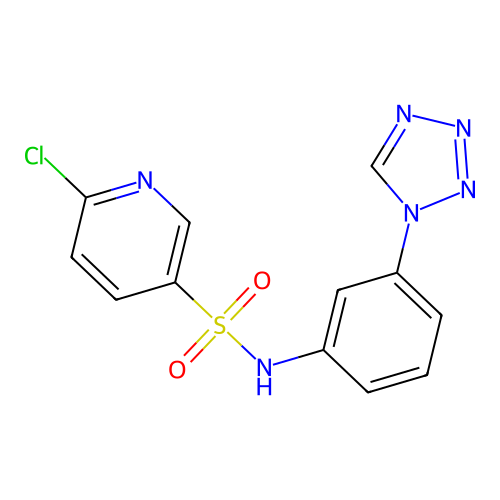 6-chloro-N-[3-(1H-tetrazol-1-yl)phenyl]pyridine-3-sulfonamide structure