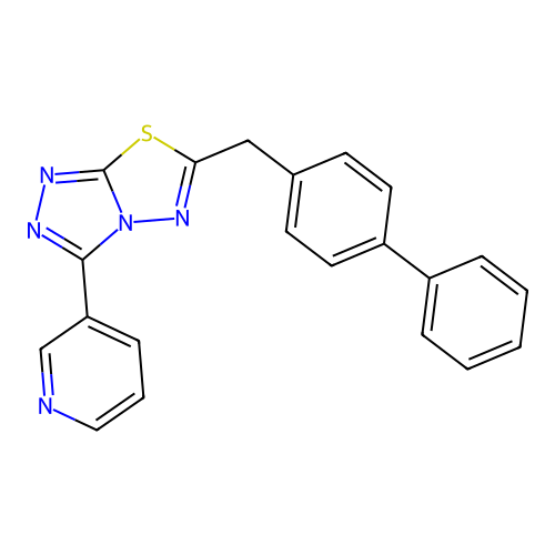 6-[(4-phenylphenyl)methyl]-3-pyridin-3-yl-[1,2,4]triazolo[3,4-b][1,3,4]thiadiazole structure
