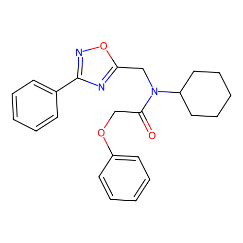N-cyclohexyl-2-phenoxy-N-[(3-phenyl-1,2,4-oxadiazol-5-yl)methyl]acetamide structure