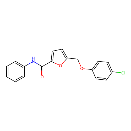 5-[(4-chlorophenoxy)methyl]-N-phenylfuran-2-carboxamide structure