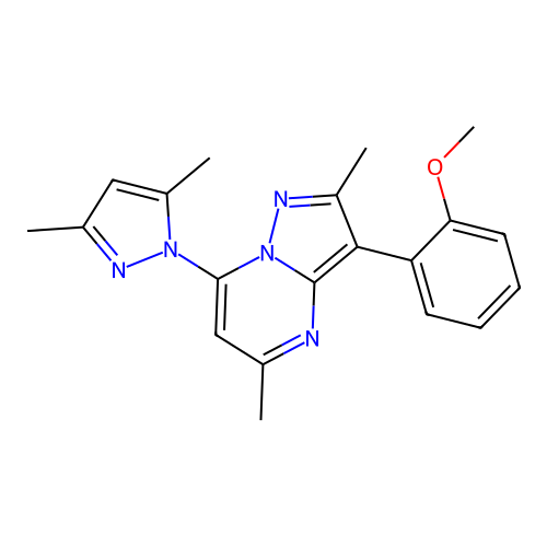 7-(3,5-dimethyl-1H-pyrazol-1-yl)-3-(2-methoxyphenyl)-2,5-dimethylpyrazolo[1,5-a]pyrimidine structure