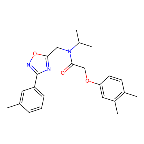 2-(3,4-dimethylphenoxy)-N-{[3-(3-methylphenyl)-1,2,4-oxadiazol-5-yl]methyl}-N-(propan-2-yl)acetamide structure