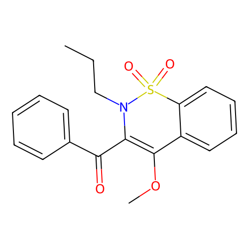 (4-methoxy-1,1-dioxido-2-propyl-2H-1,2-benzothiazin-3-yl)(phenyl)methanone structure