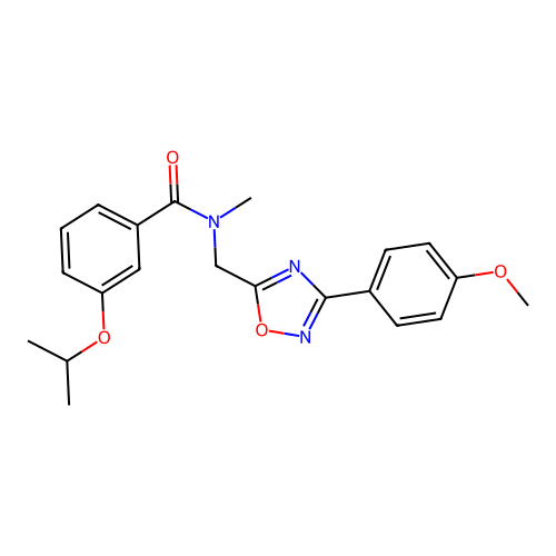 N-[[3-(4-methoxyphenyl)-1,2,4-oxadiazol-5-yl]methyl]-N-methyl-3-propan-2-yloxybenzamide structure