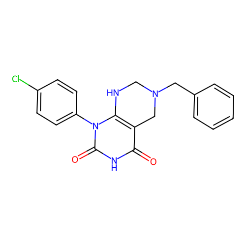 6-benzyl-1-(4-chlorophenyl)-5,6,7,8-tetrahydropyrimido[4,5-d]pyrimidine-2,4(1H,3H)-dione structure