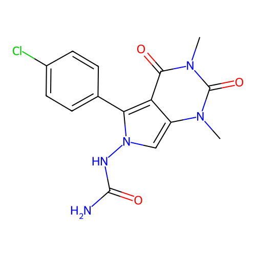 [5-(4-chlorophenyl)-1,3-dimethyl-2,4-dioxopyrrolo[3,4-d]pyrimidin-6-yl]urea structure