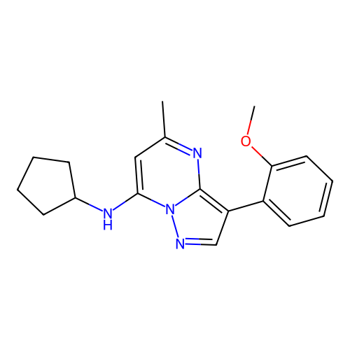 N-cyclopentyl-3-(2-methoxyphenyl)-5-methylpyrazolo[1,5-a]pyrimidin-7-amine structure