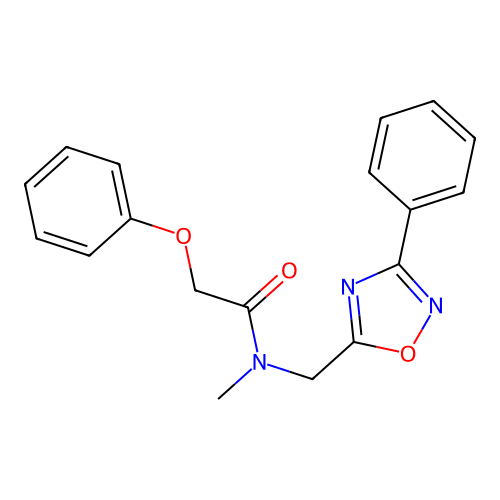 N-methyl-2-phenoxy-N-[(3-phenyl-1,2,4-oxadiazol-5-yl)methyl]acetamide structure