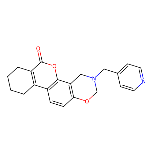 3-(pyridin-4-ylmethyl)-2,4,7,8,9,10-hexahydroisochromeno[3,4-f][1,3]benzoxazin-6-one structure