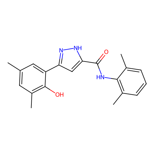 N-(2,6-dimethylphenyl)-3-(2-hydroxy-3,5-dimethylphenyl)-1H-pyrazole-5-carboxamide structure