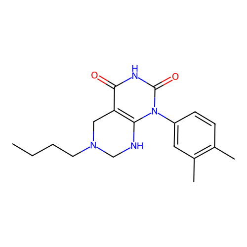6-butyl-1-(3,4-dimethylphenyl)-5,6,7,8-tetrahydropyrimido[4,5-d]pyrimidine-2,4(1H,3H)-dione structure