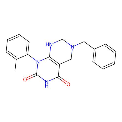 6-benzyl-1-(o-tolyl)-5,6,7,8-tetrahydropyrimido[4,5-d]pyrimidine-2,4(1H,3H)-dione structure