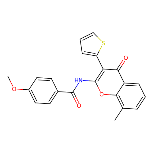 4-methoxy-N-(8-methyl-4-oxo-3-(thiophen-2-yl)-4H-chromen-2-yl)benzamide structure