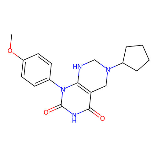 6-cyclopentyl-1-(4-methoxyphenyl)-5,6,7,8-tetrahydropyrimido[4,5-d]pyrimidine-2,4(1H,3H)-dione structure