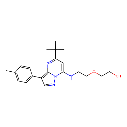 2-(2-((5-(tert-butyl)-3-(p-tolyl)pyrazolo[1,5-a]pyrimidin-7-yl)amino)ethoxy)ethanol structure