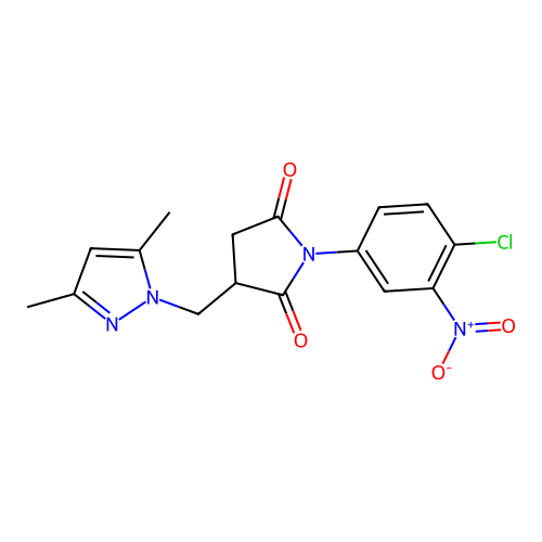 1-(4-chloro-3-nitrophenyl)-3-[(3,5-dimethyl-1H-pyrazol-1-yl)methyl]pyrrolidine-2,5-dione structure